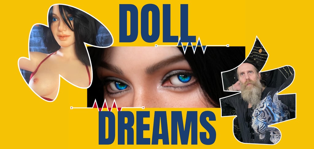 graphic element feature a sex doll and a beard man