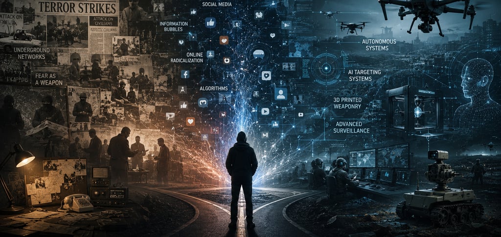Evoluzione del terrorismo, radicalizzazione online, droni autonomi e guerra asimmetrica moderna.