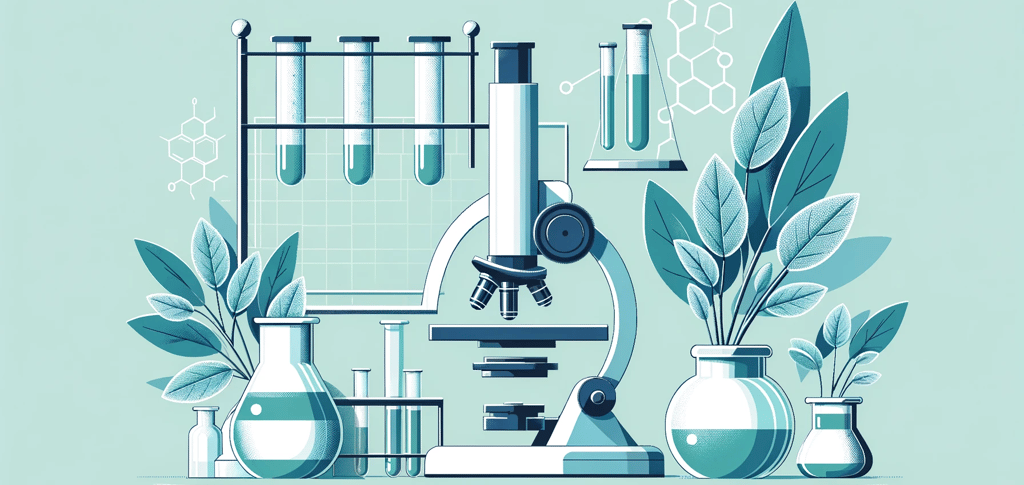 a microscope and some plants in a room