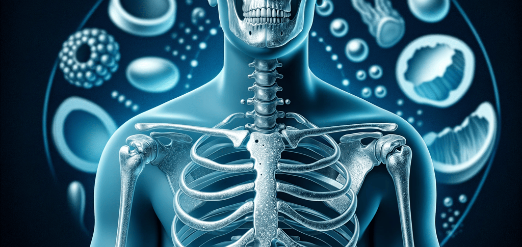 a skeleton - like figure with a skeleton in the background