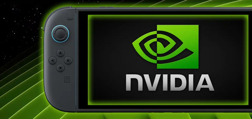 MUESTRA LA IMAGEN DE UNA NINTENDO SWITCH Y EN LA PANTALLA LAMARCA NVIDIA
