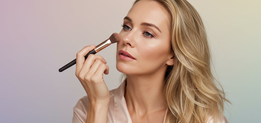 a woman with blonde hair and a pink lipstick