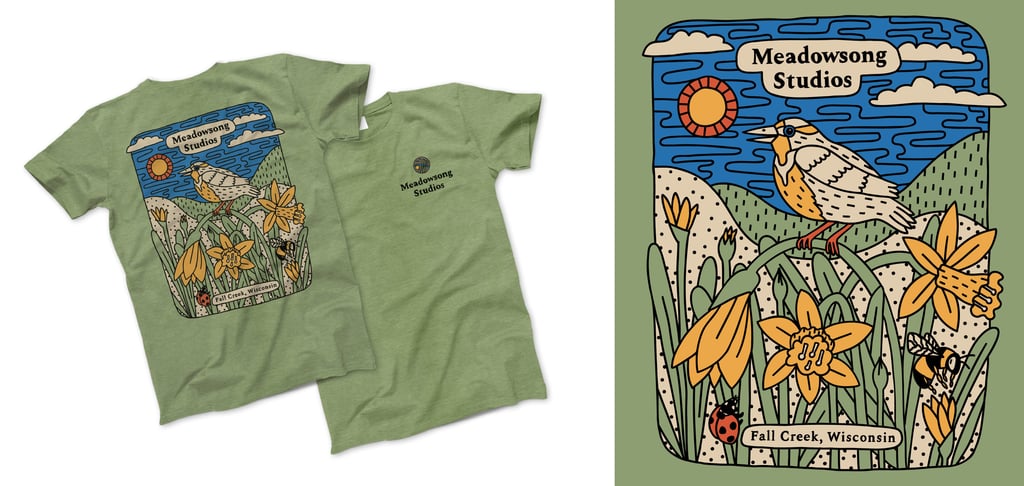 Custom illustration for a printed t shirt design for an art studio