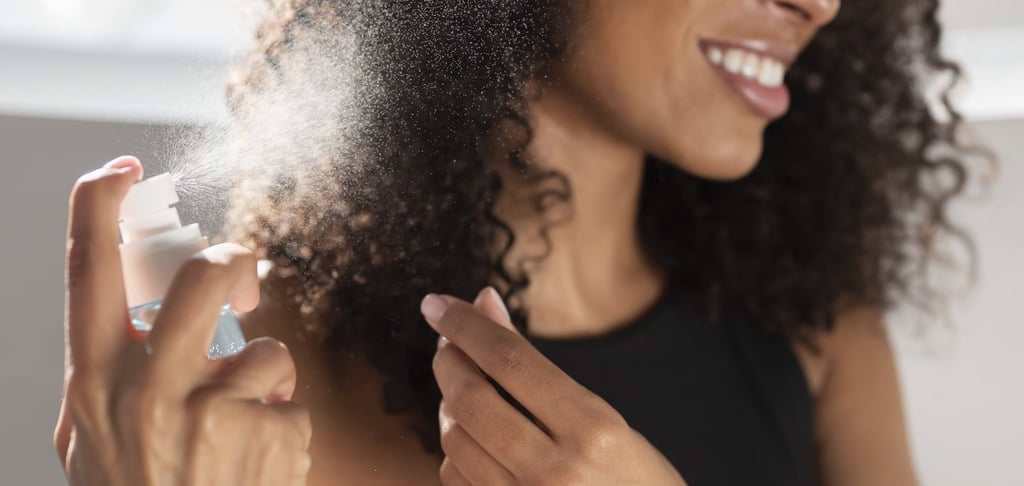 spritzing your hair with hair mists