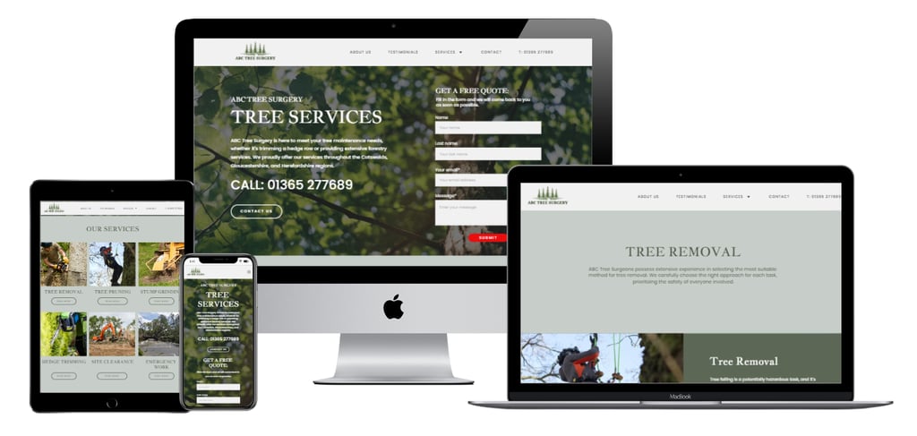 a showcase of a web design website across multiple devices