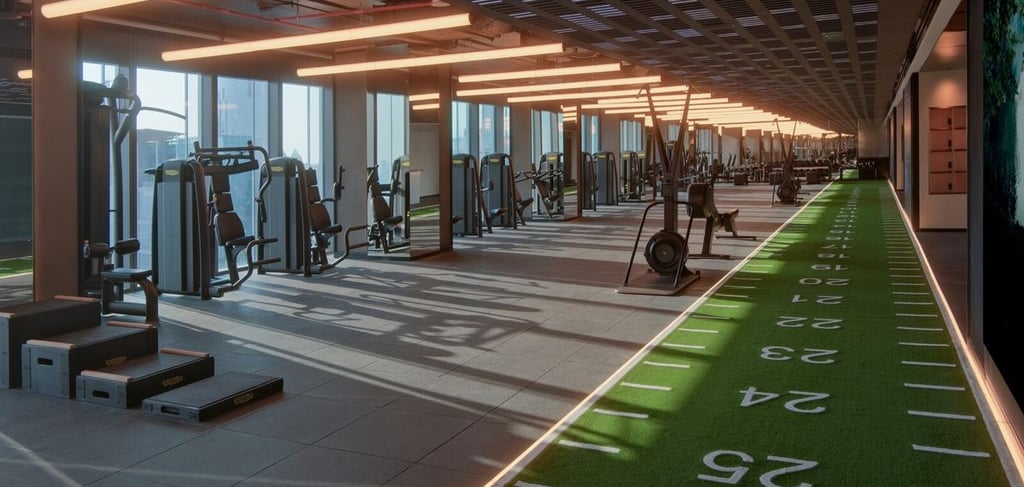 hotel gym design for a luxury hotel with functional training spaces