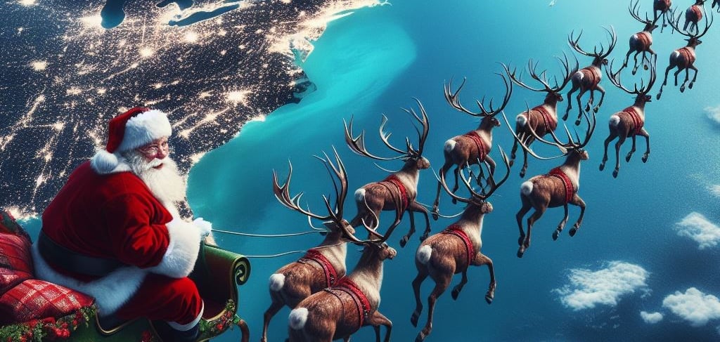 Santa over the USA