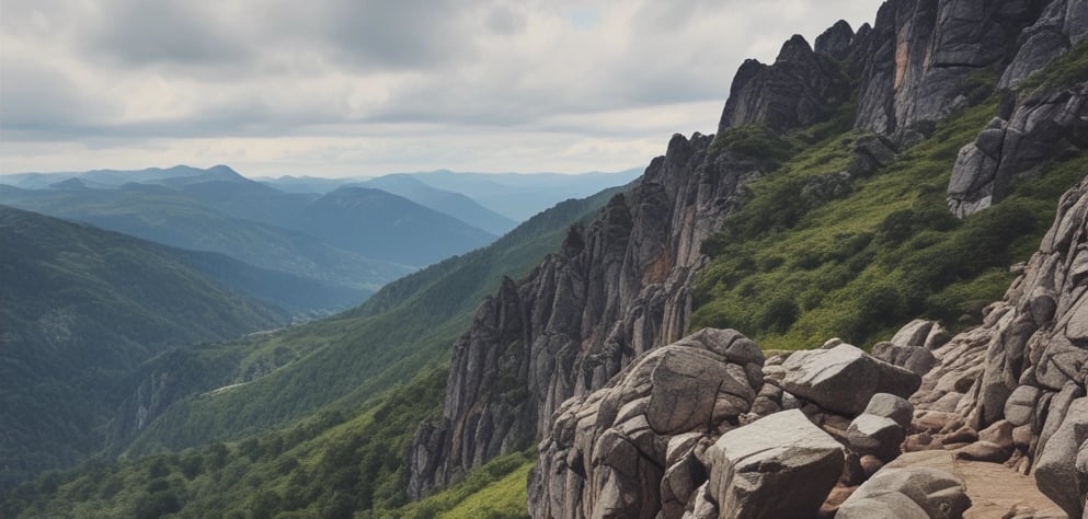 a path leading to a mountain with a path leading to a mountain