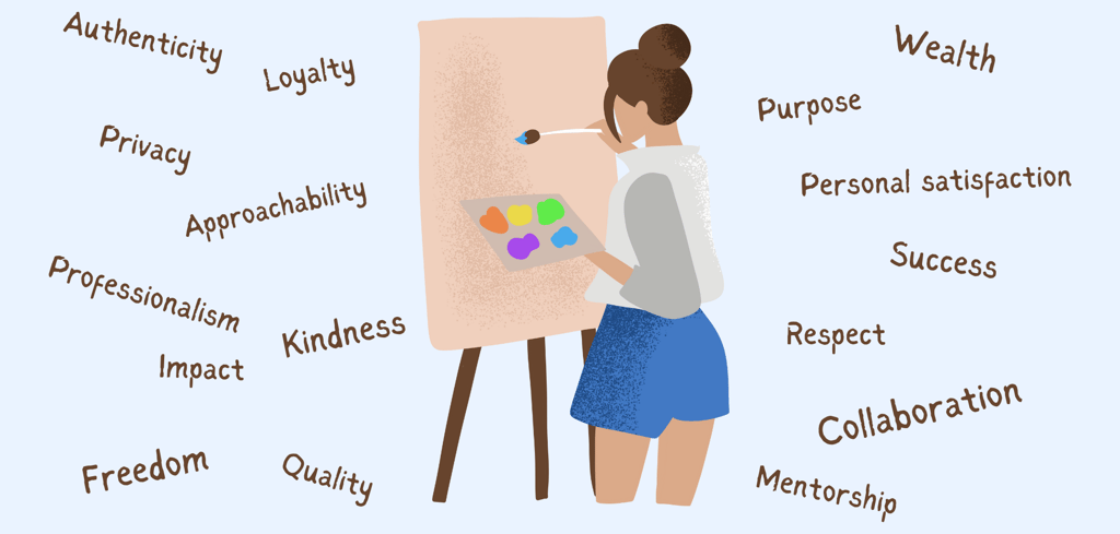 a woman is standing in front of a white board with a drawing of a woman