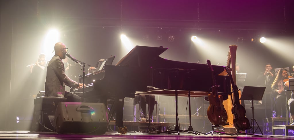 David De Mata playing the piano on Beatles: Symphonic Journey