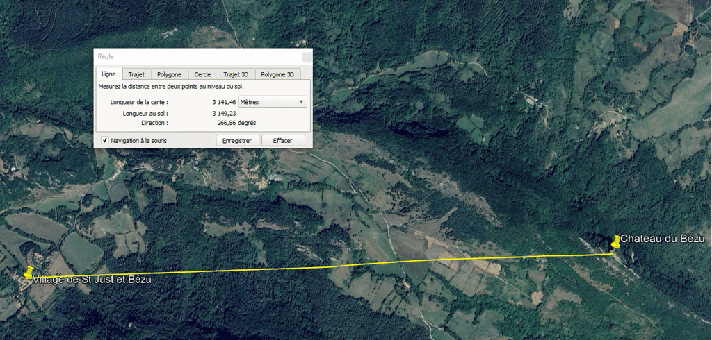 Mesure de distance et d'angle avec Google Earth