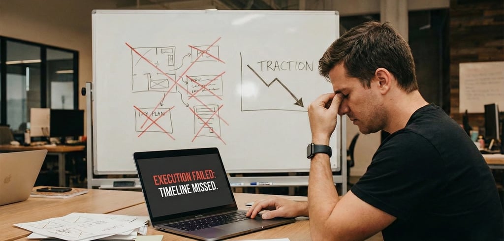 Stressed founder facing execution failure and missed timeline