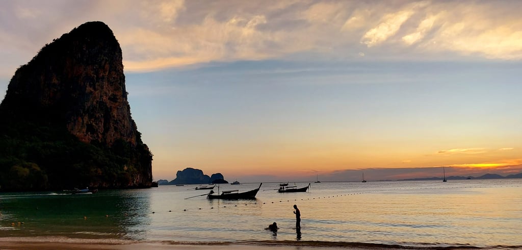 thailand krabi raleigh beach west sunset