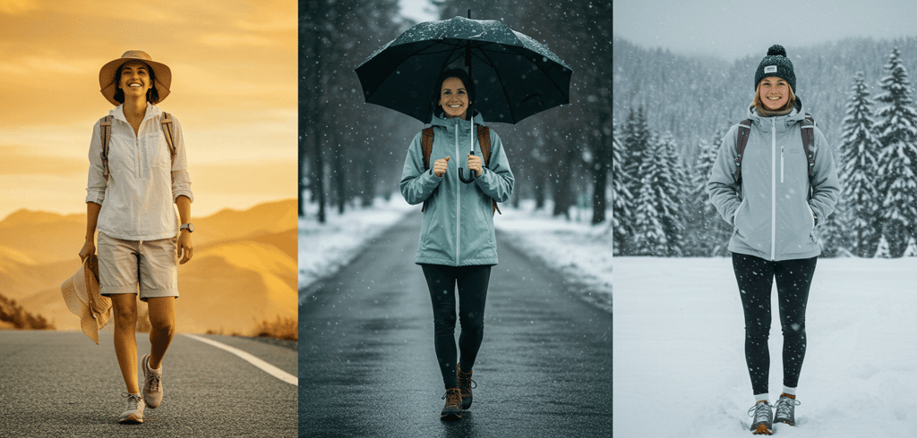 Women wearing weatherproof travel style for all kinds of weather
