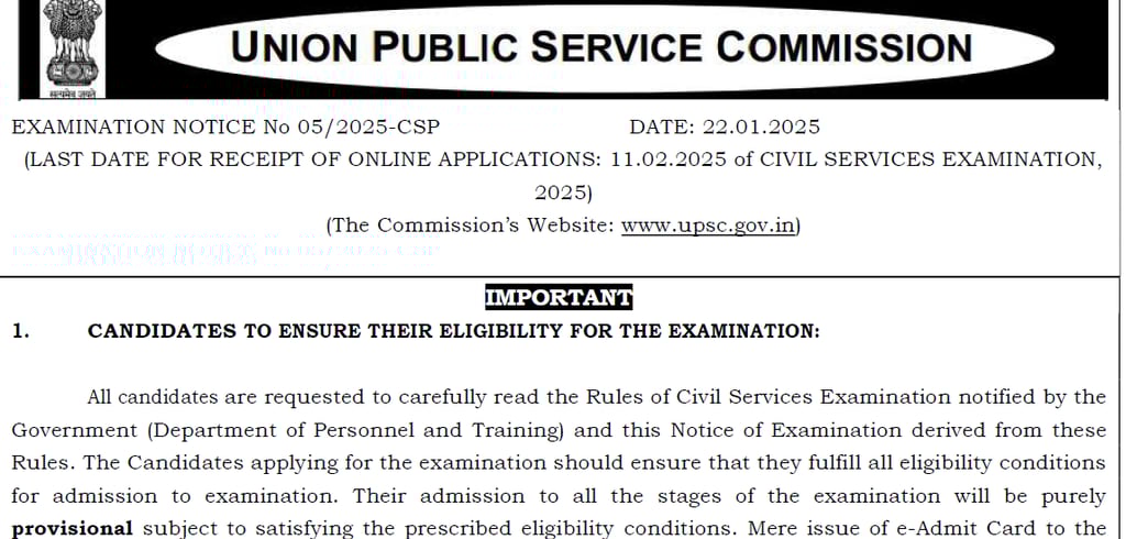 UPSC 2025 CSE Exam
