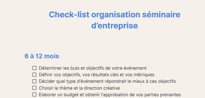Check-list organisation séminaire d’entreprise