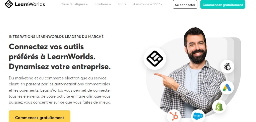 LearnWorlds, intégrations au LMS pour centre de formation