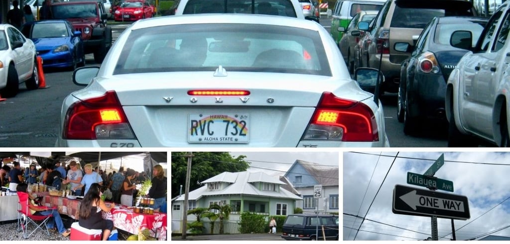 Autora explorando Hilo de táxi, visitando mercados e pontos turísticos da cidade