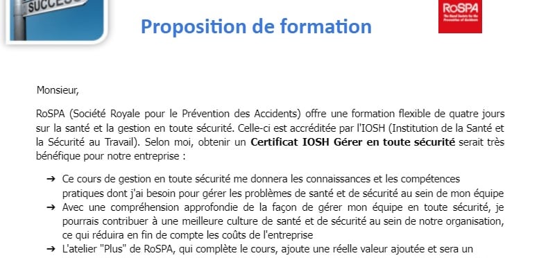 Modèle de lettre de demande de formation à son employeur