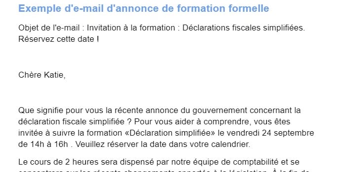 Exemple de mail d'invitation à un séminaire professionnel