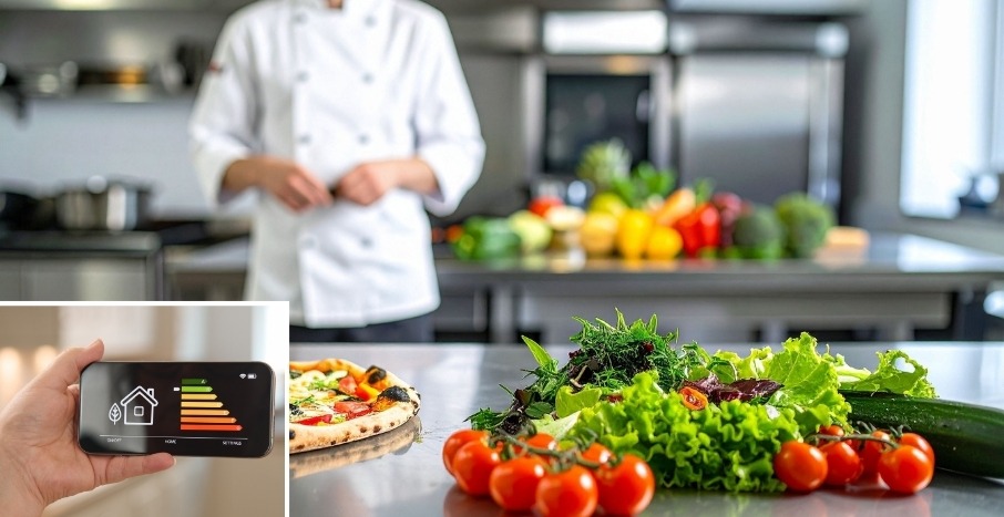 Chef using IoT-enabled equipment for efficient cooking operations