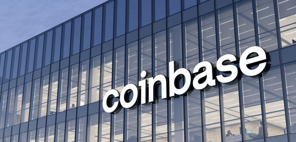 a coinbaseed coinbaseed coinbasee logo on a building