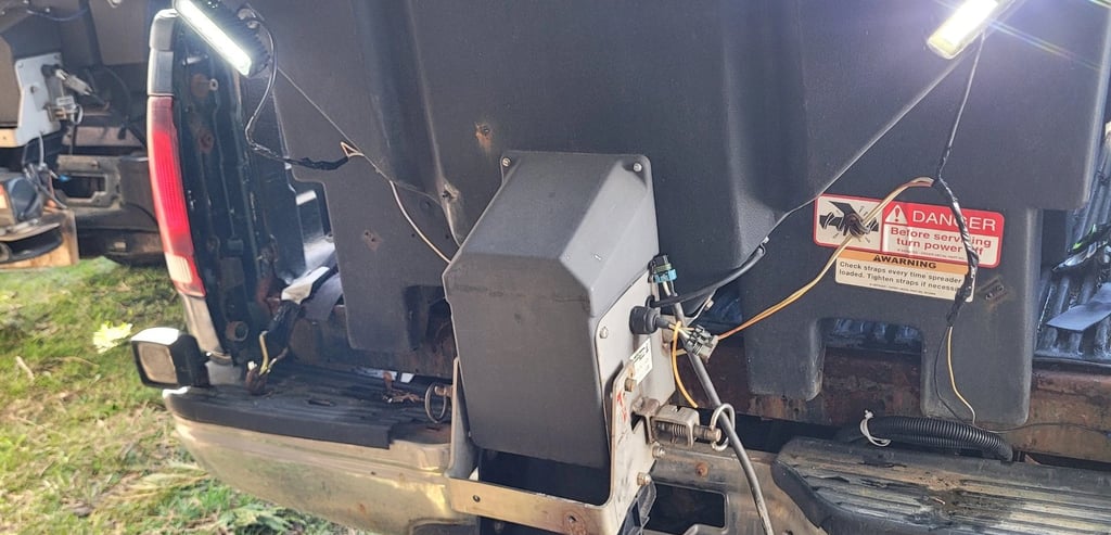 a picture of the back of a salter with its lights on