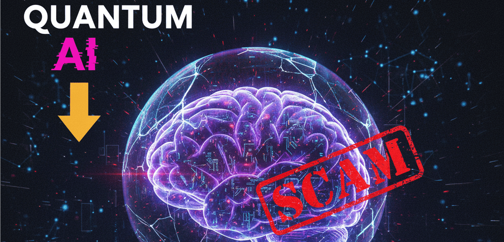 An image that represents "QUANTUM AI Canada" and a SCAM writing in RED