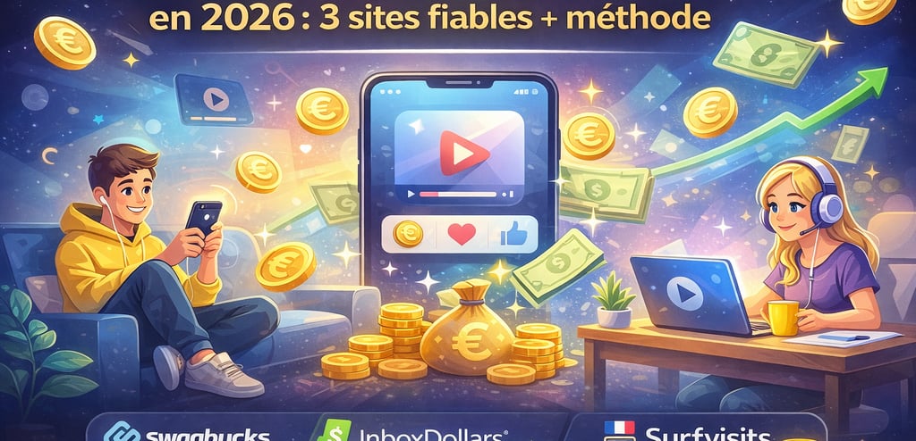 Gagner de l’argent en regardant des vidéos en 2026 : 3 sites fiables + méthode