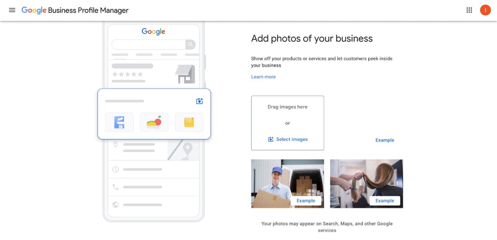 Google business profile setup add business photos