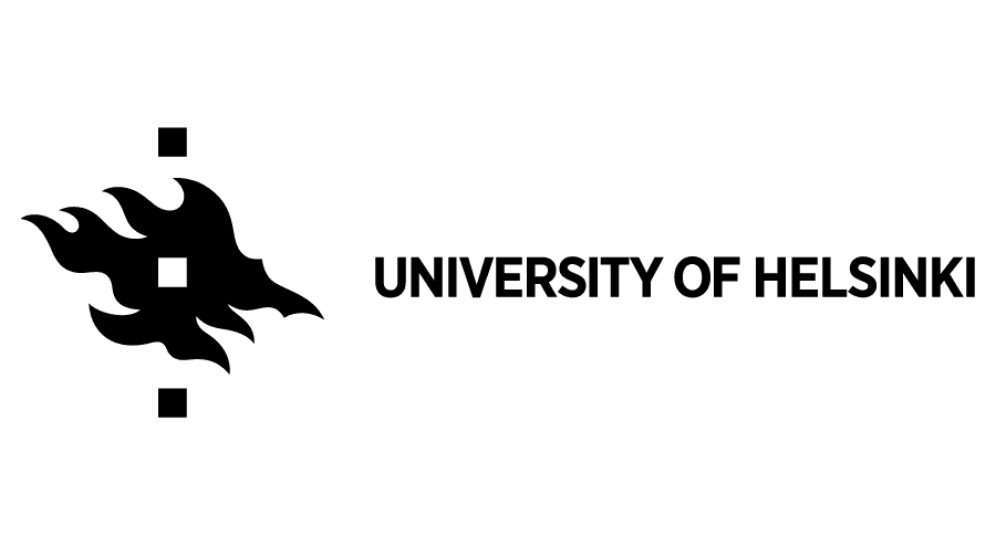 Stylized black and white University of Helsinki logo with a flame-like shape
