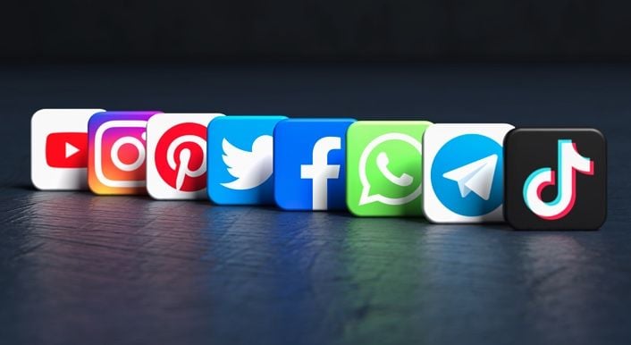 imagem contendo logotipos de varias redes sociais
