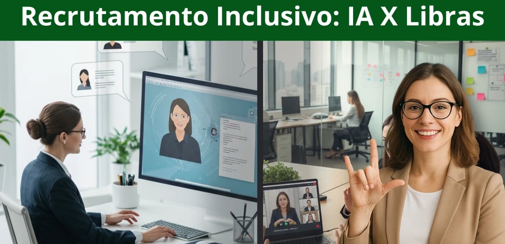 Mulher RH consulta IA para se comunicar outra mulher faz curso de Libras "Recrutamento Inclusivo"