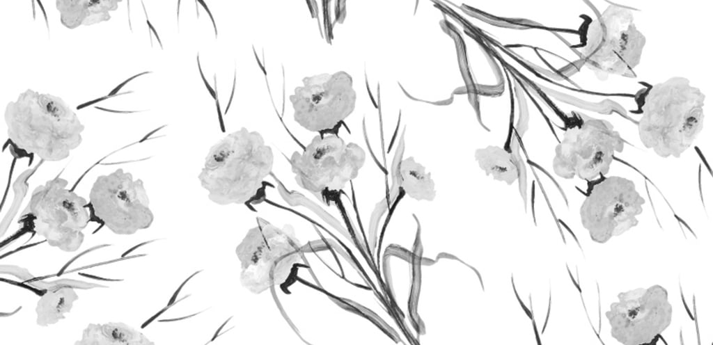 white flowers drawing