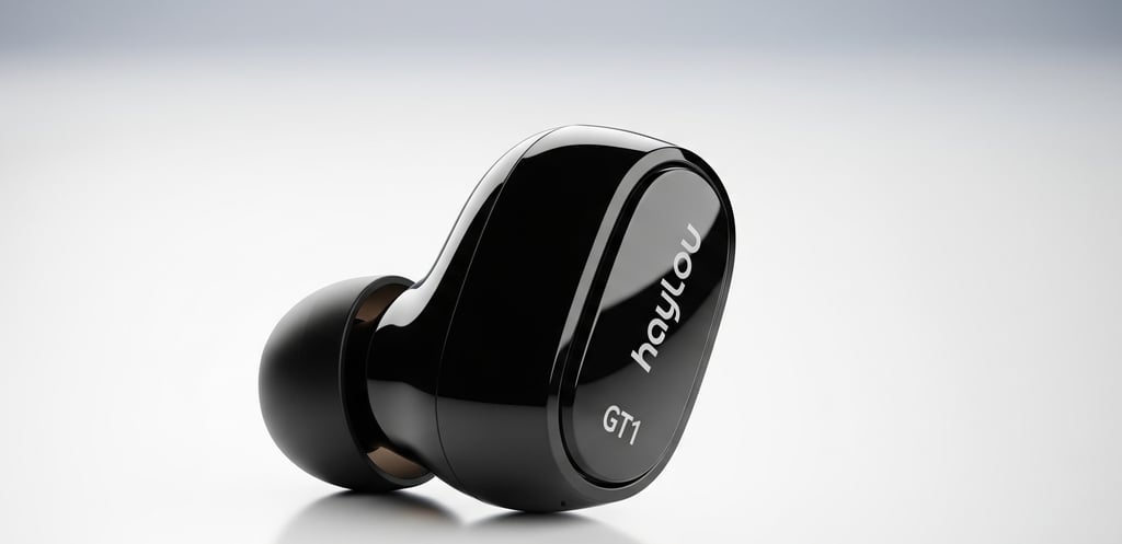 um fone de ouvido preto com a palavra "s" escrita nele