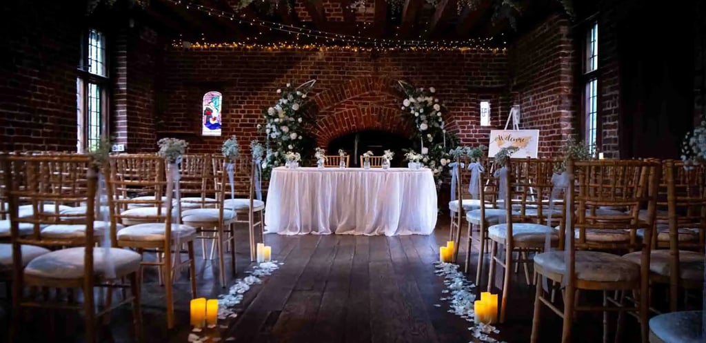 Tudor Barn Eltham wedding set-up