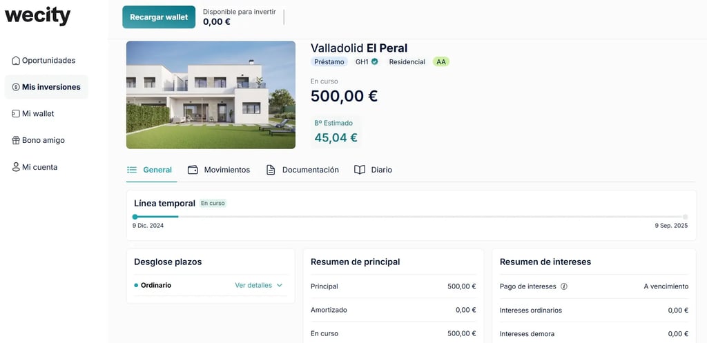 Wecity seguimiento proyecto de mis inversiones