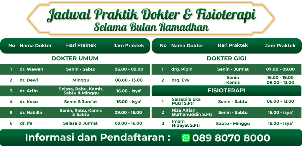 jadwal klinik kolbu bulan ramadhan ramadan