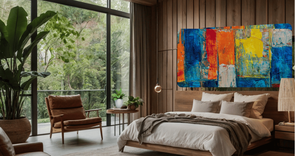 A bedroom using Biophilic design style