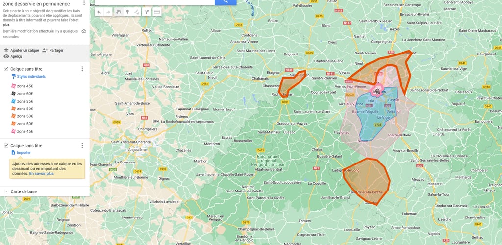 carte indiquant les secteur desservis par les urgences de plomberie