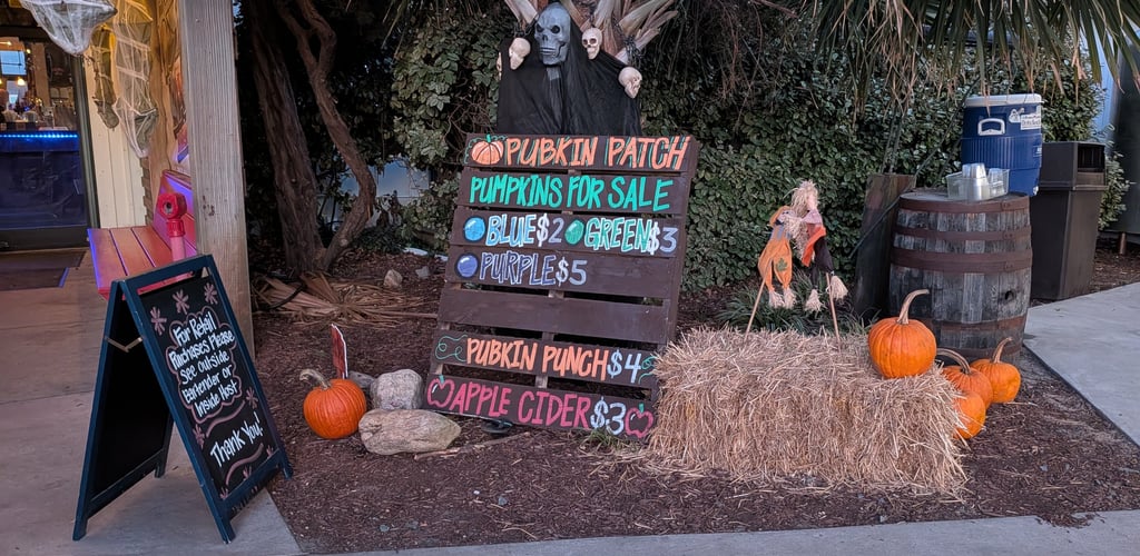 halloween decorations at obx brewing station