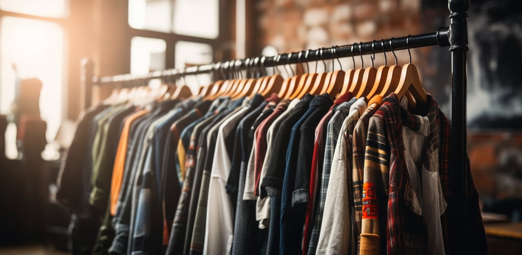 Wardrobe rack for actor headshot session
