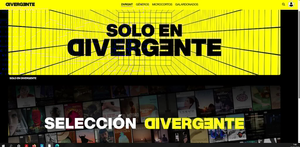 anuncio del sitio web "Divergente"