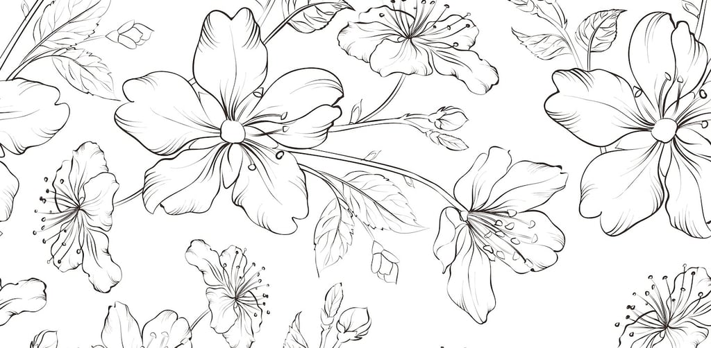 white flowers drawing