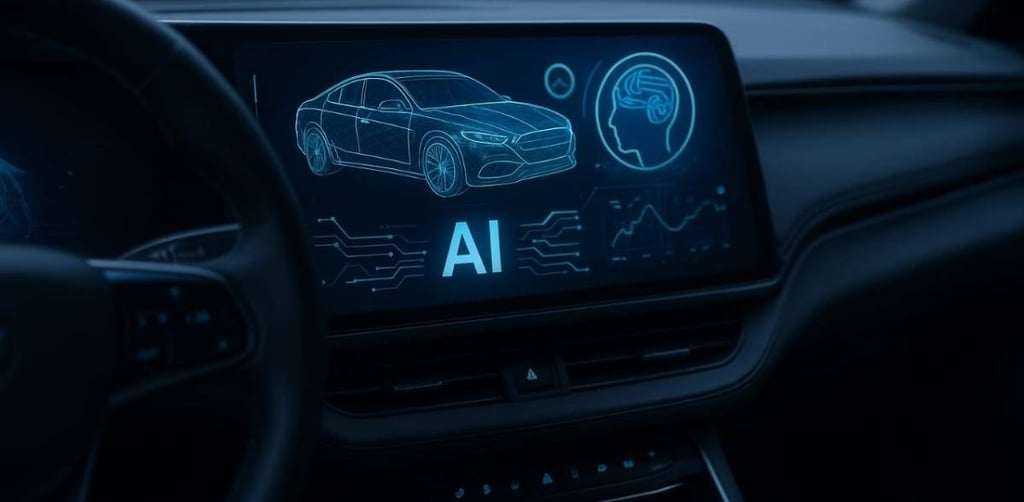 Painel digital de carro moderno com interface de inteligência artificial