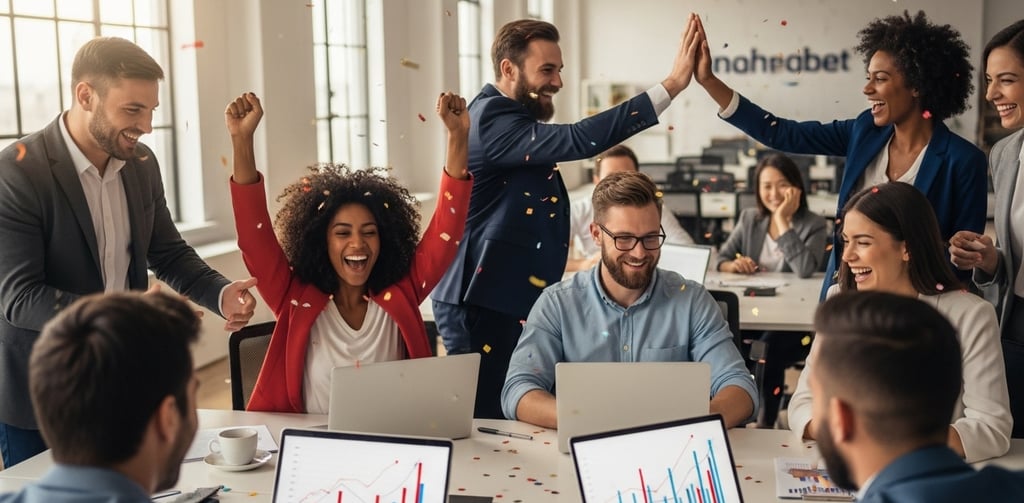 Business owners celebrating success after implementing AI and automation with Vision2Venture.
