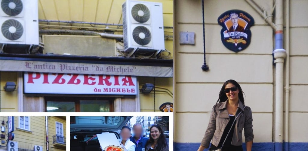 foto da autora na pizzaria de michele em Nápoles