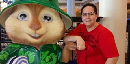 Elizabeth posing with a chipmunk