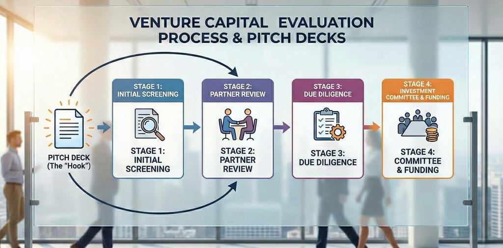 Venture capital evaluation process and funding stages