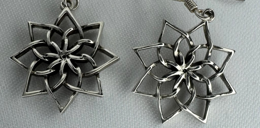 Opening Lotus Flower Earrings Dangle Sterling Silver